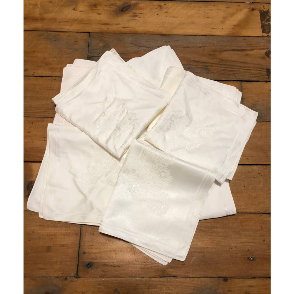 Vintage Cloth Napkins Victorian Style set of 9 16" х 16" White